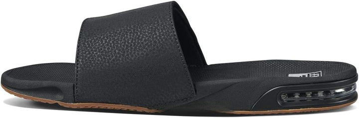 Reef Herren Fanning Slide Flipflop 37.5 EU Black Silver, 39 EU