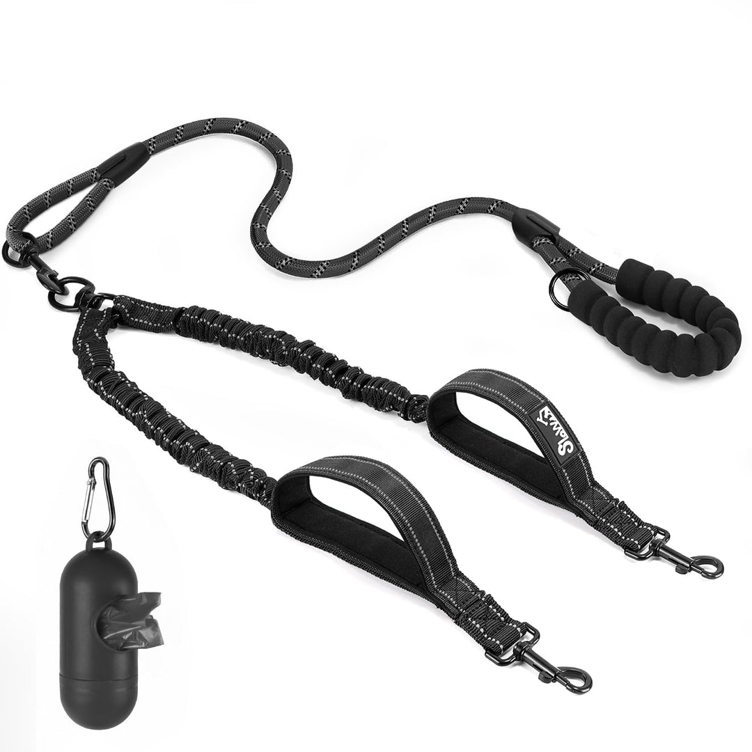 Eyein Doppelleine für 2 Hunde, Hundeleine für kleine und mittelgrosse Hunde, Flexible und reflektier