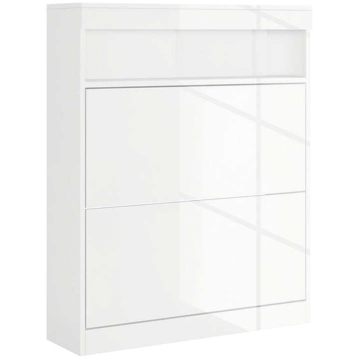 HOMCOM Schmaler Schuhschrank, Wandmontierter oder freistehender Schuhschrank mit 2 Klappschubladen u