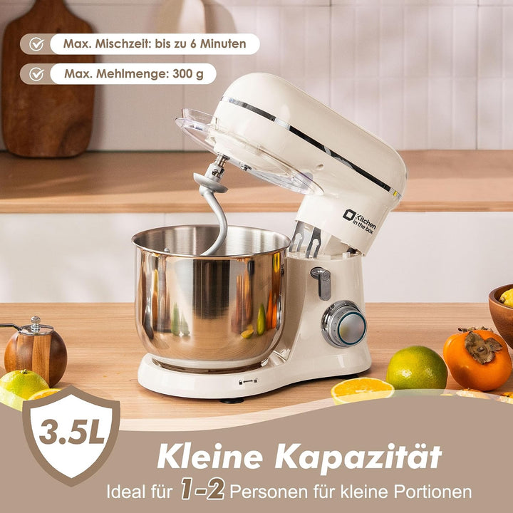 Kitchen in the box Kompakte Küchenmaschine 3,5 L, Rührmaschine &amp; Knetmaschine mit 10 Geschwindigkeit