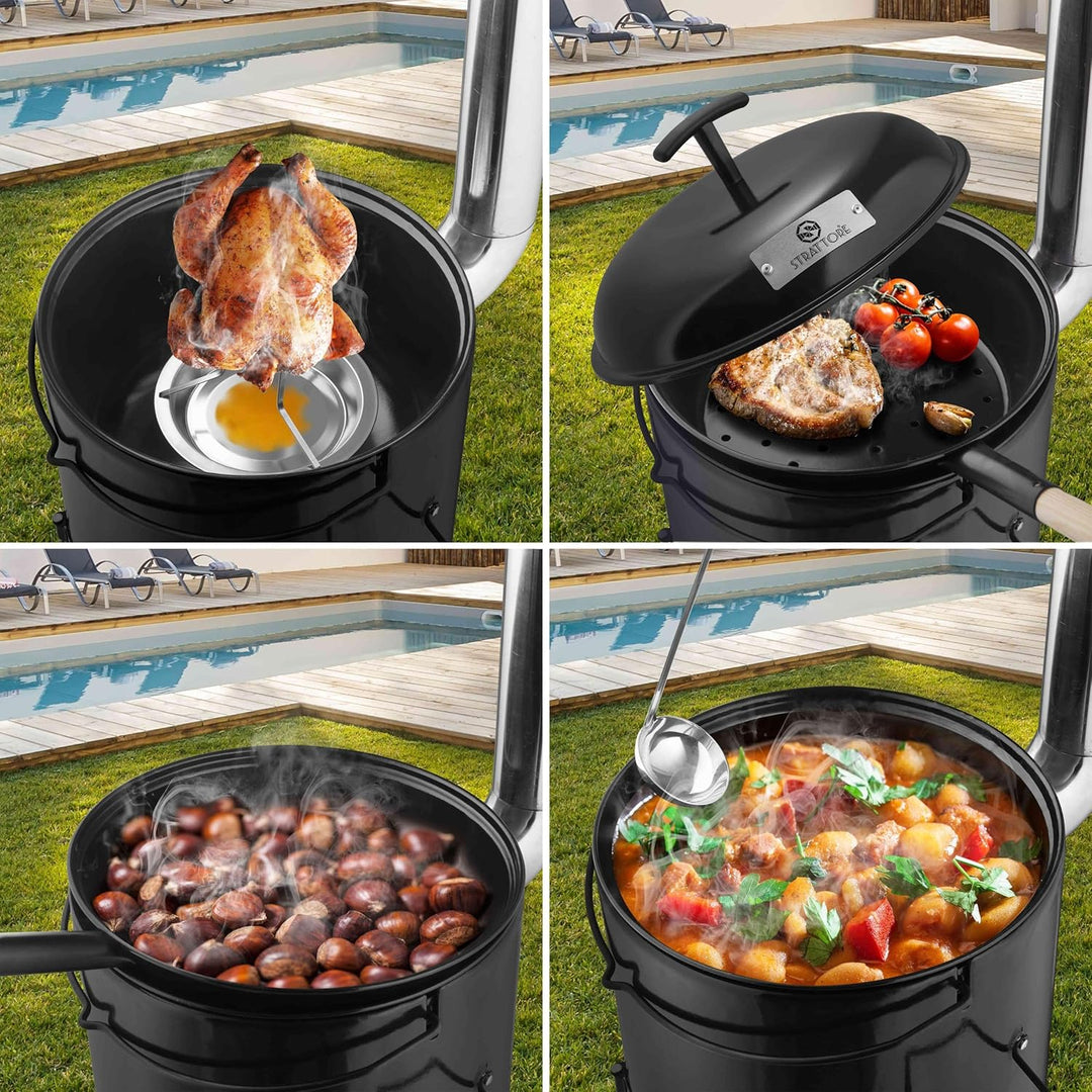 Strattore Gulaschkanone Gulaschkessel 19 Liter Eintopfofen mit Grillfunktion Ofen Grill Kugelgrill -