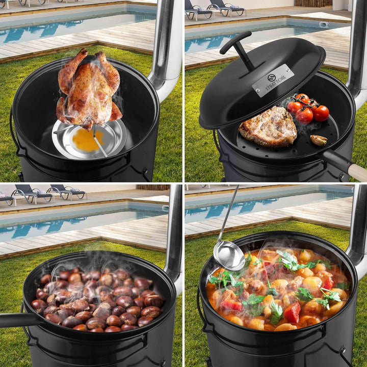 Strattore Gulaschkanone Gulaschkessel 19 Liter Eintopfofen mit Grillfunktion Ofen Grill Kugelgrill -