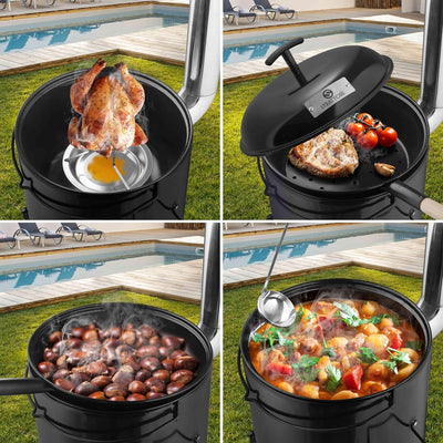 Strattore Gulaschkanone Gulaschkessel 19 Liter Eintopfofen mit Grillfunktion Ofen Grill Kugelgrill -