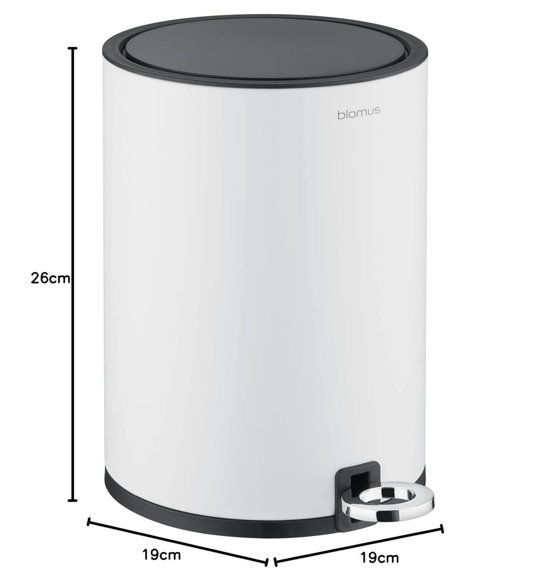 Blomus Kosmetikeimer -SINO- Mülleimer 3 Liter | Weiss | 20L x 20B x 26H cm | Treteimer mit Absenkaut