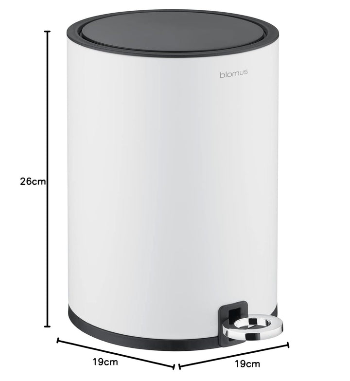 Blomus Kosmetikeimer -SINO- Mülleimer 3 Liter | Weiss | 20L x 20B x 26H cm | Treteimer mit Absenkaut