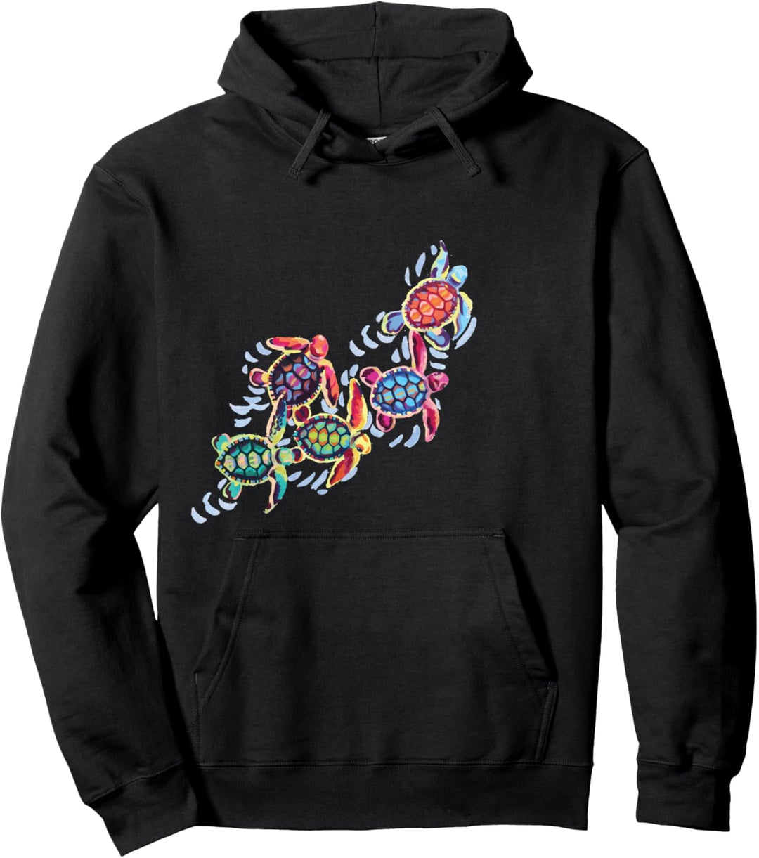 Kawaii Hatchling Pattern Turtle Gifts - Baby Sea Turtle Art Pullover Hoodie