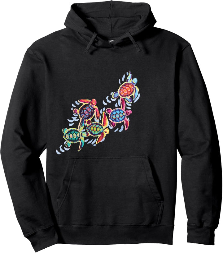 Kawaii Hatchling Pattern Turtle Gifts - Baby Sea Turtle Art Pullover Hoodie
