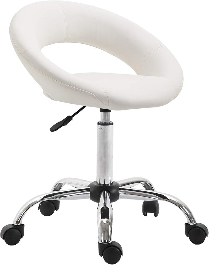 Duhome Drehstuhl mit Rollen, Rollhocker Kunstleder Drehhocker Schminktisch Hocker mit Lehne Arbeitsh