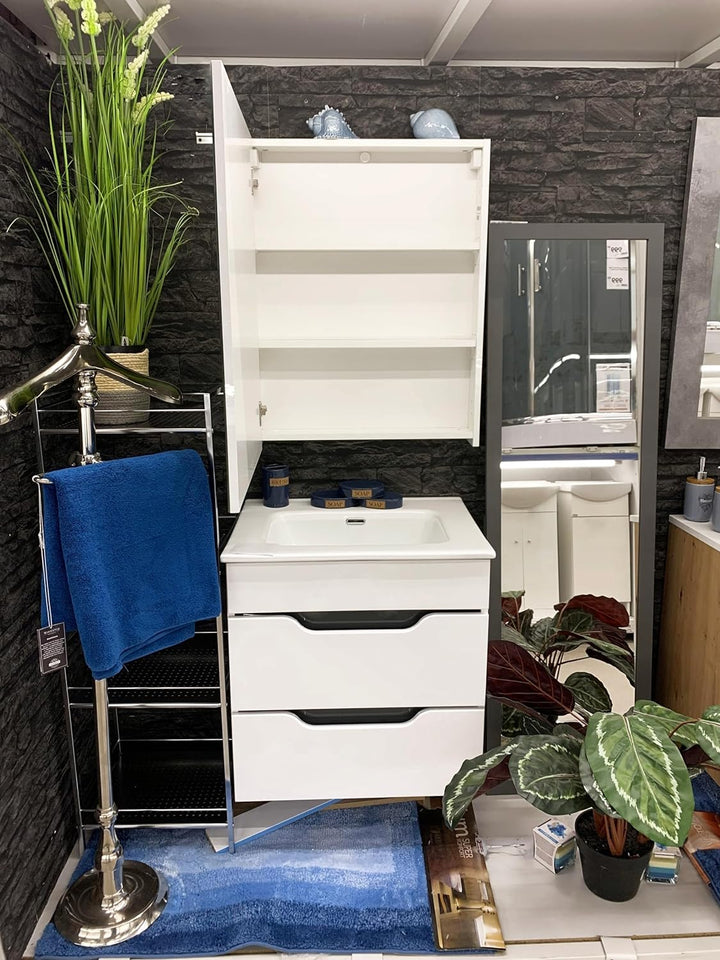 Deftrans Domodomo Weisser wandmontierter Badezimmerschrank mit Spiegel Reflection wandmontierter sch