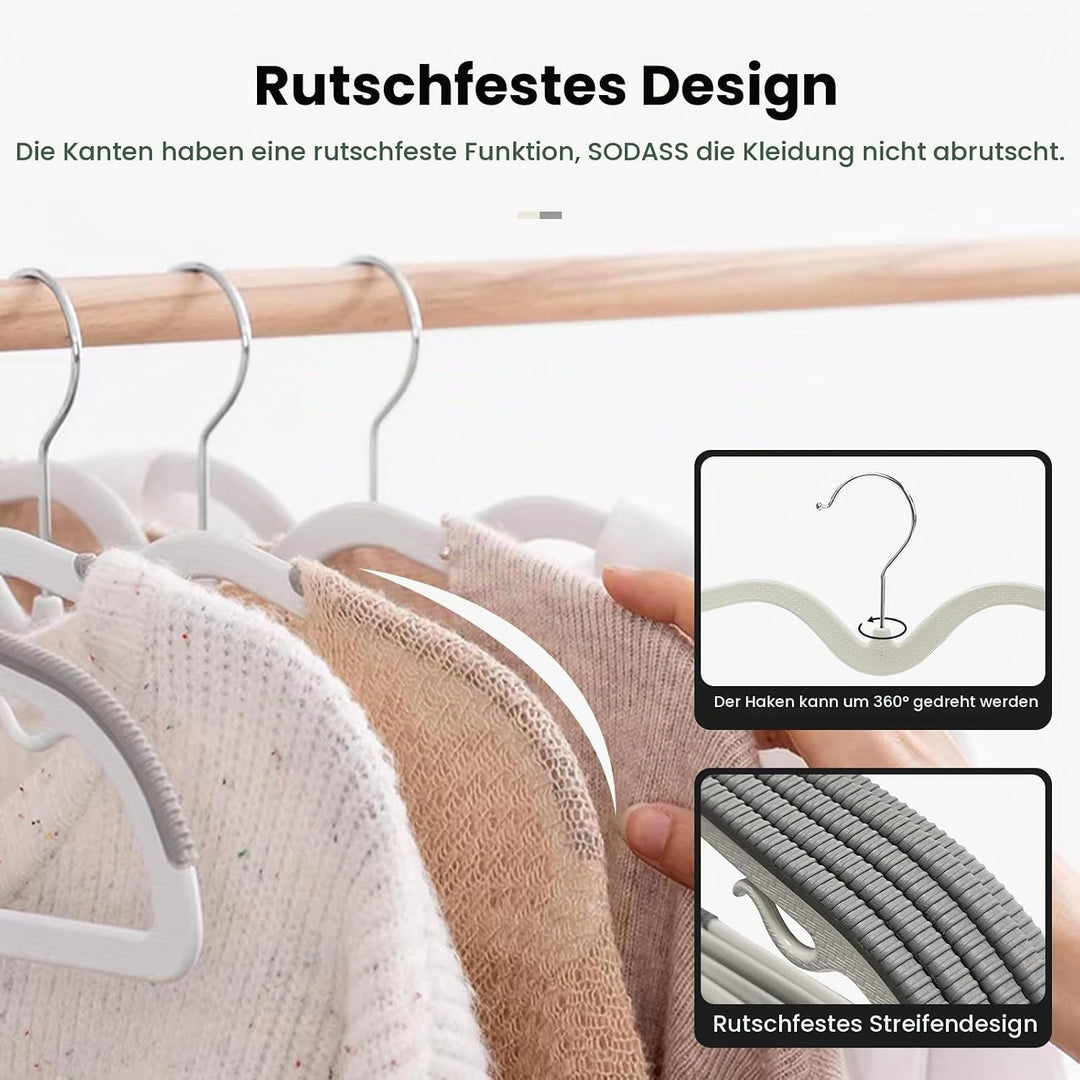 Jiang&amp;Rong 50 Stück Kunststoff Kleiderbügel, rutschfest, Platzsparend | Kleiderbügel Kurzer Hals, Mi
