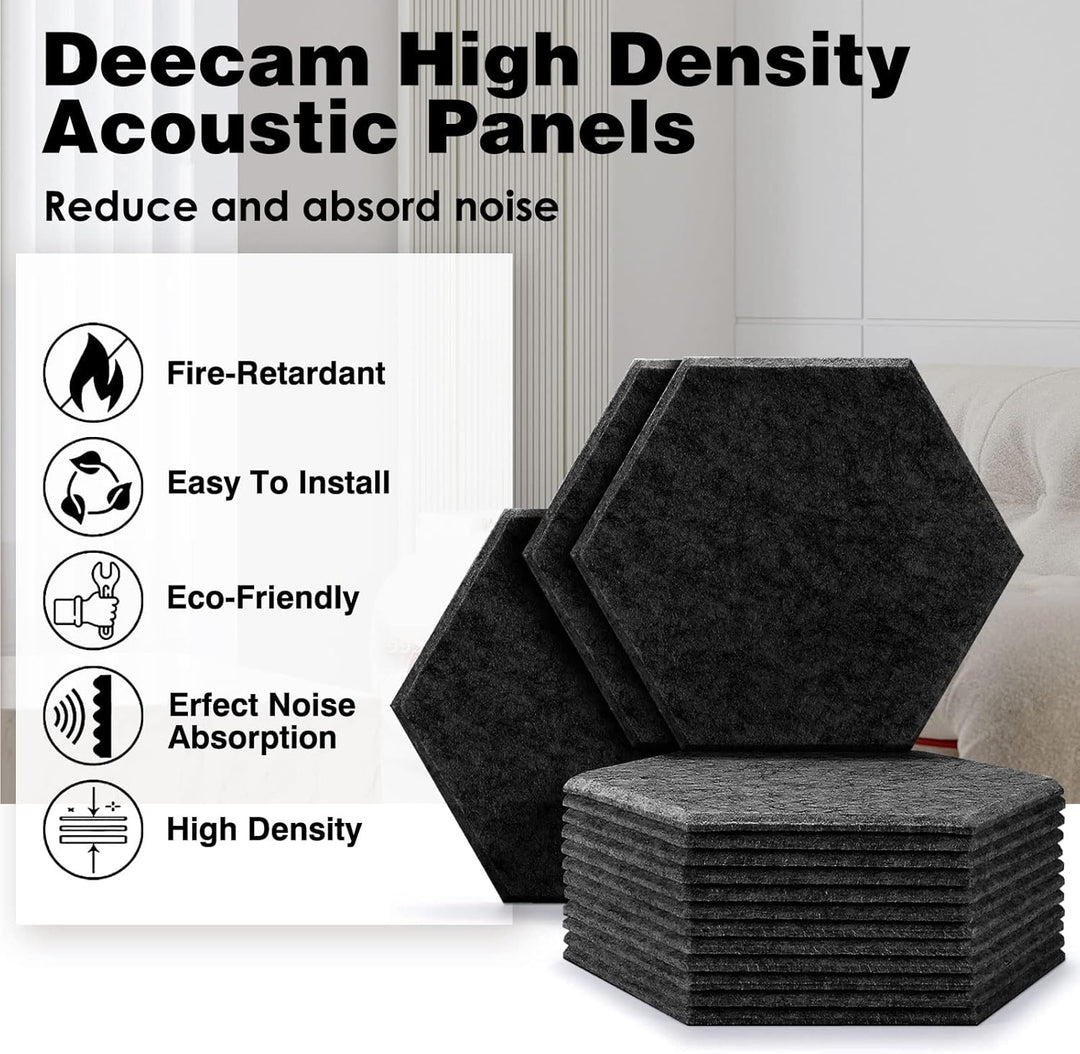 Hexagon Akustikplatten selbstklebend, Deecam 30X26X1 CM Hohe Dichte Akustikpaneele, Schallschutz/Sch