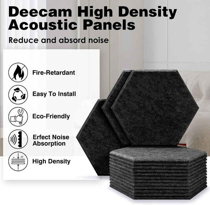 Hexagon Akustikplatten selbstklebend, Deecam 30X26X1 CM Hohe Dichte Akustikpaneele, Schallschutz/Sch