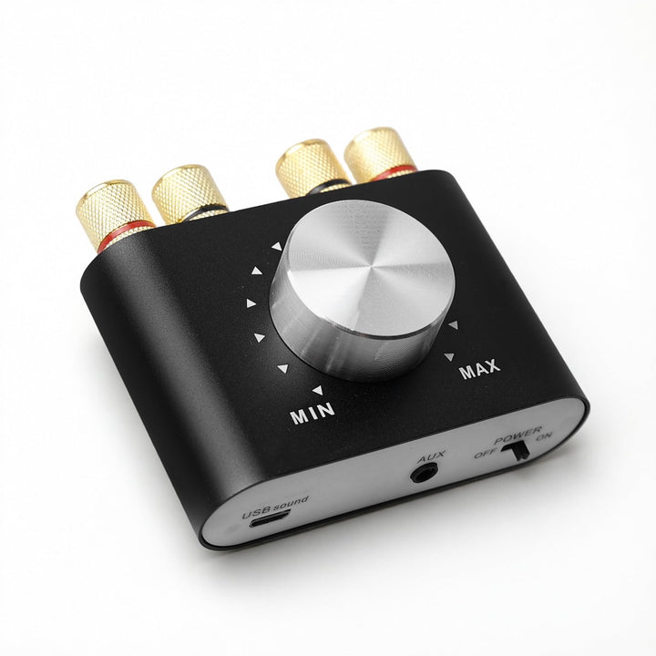 100W Mini Verstärker Bluetooth, Digital Power Amplifier HiFi Stereo Verstärker mit Netzteil, DC 12V-