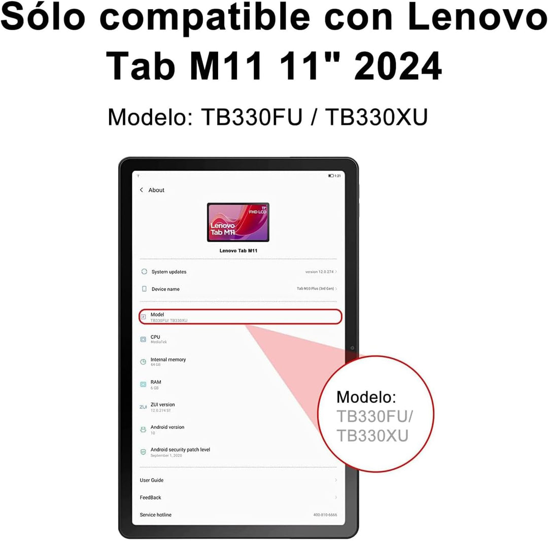 WINCHKING Tastatur für Lenovo Tab M11, 27,9 cm (11 Zoll), Hülle mit spanischer Tastatur, Bluetooth,
