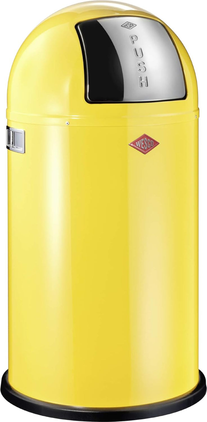 Wesco 175 831 Pushboy Abfallsammler 50 Liter Lemongelb 40 x 40 x 75.5cm (L/B/H), Edelstahl Lemonyell