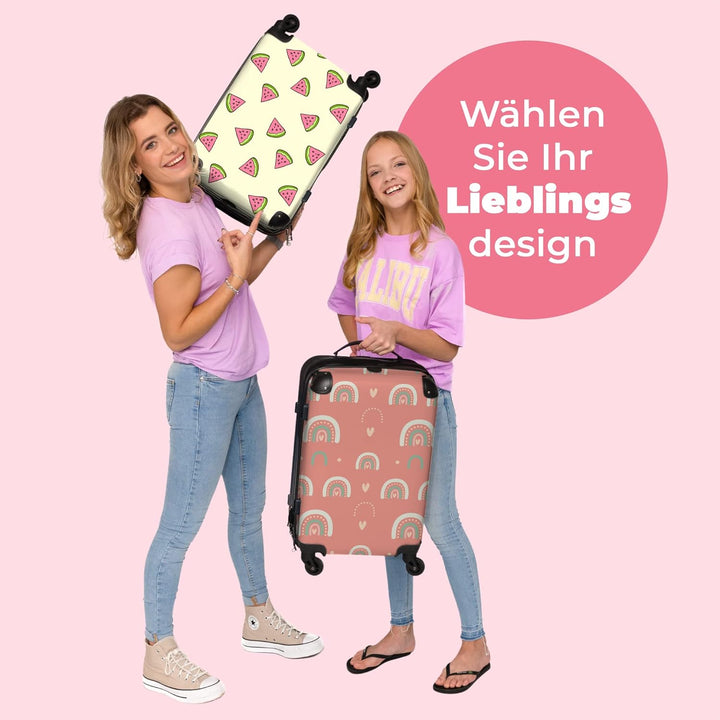 NoBoringSuitcases.com® Reisekoffer Kinder Mädchen Koffer Leicht Reisetrolley mit Rollen Gepäck Rosa