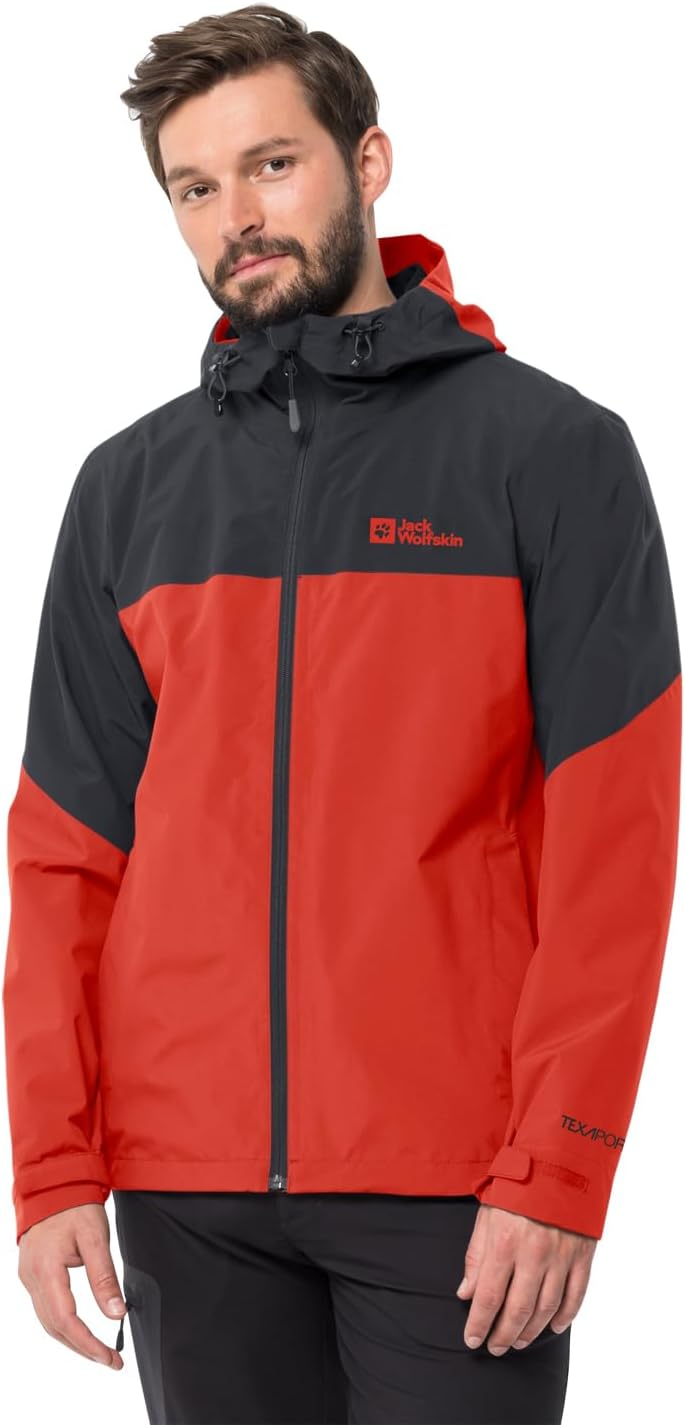 Jack Wolfskin Herren Wetterschutzjacke M strong red, M strong red