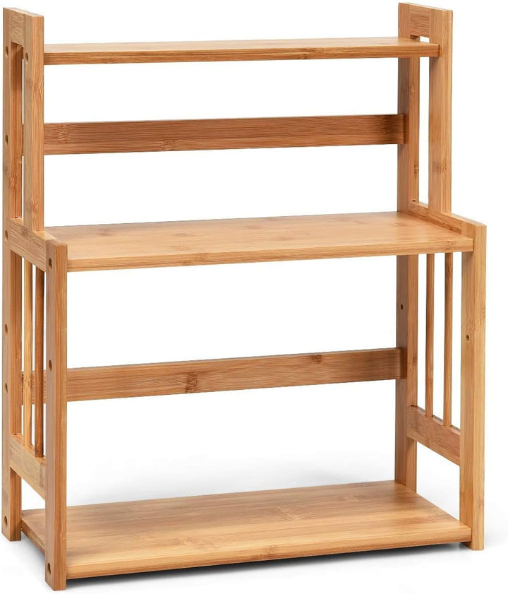 RELAX4LIFE 3-stufiges Gewürzregal, Küchenregal aus Bambus, Gewürzständer mit höhenverstellbarer Abla