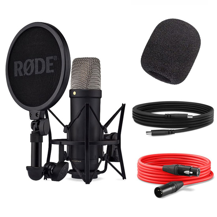 Rode NT1 5th Generation XLR USB Studio-Mikrofon Schwarz + keepdrum WS2 Popfilter Mit Popfilter black