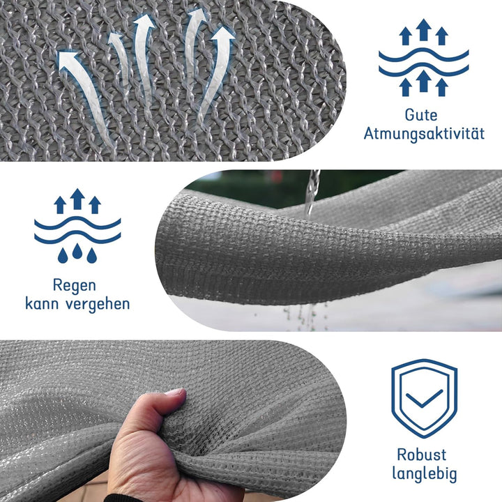 QOFLY Outdoor Schattennetz 2x5m, Einfacher Zu Hängendes Schattiernetz Grau Sichtschutznetz, Beständi