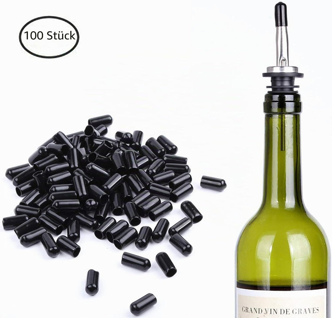 100 Stück Flaschenausgiesser Gummikappe, Ausgiesser Kappen, Ausgiesser-Staubschutz, Ausgiesser Abdec