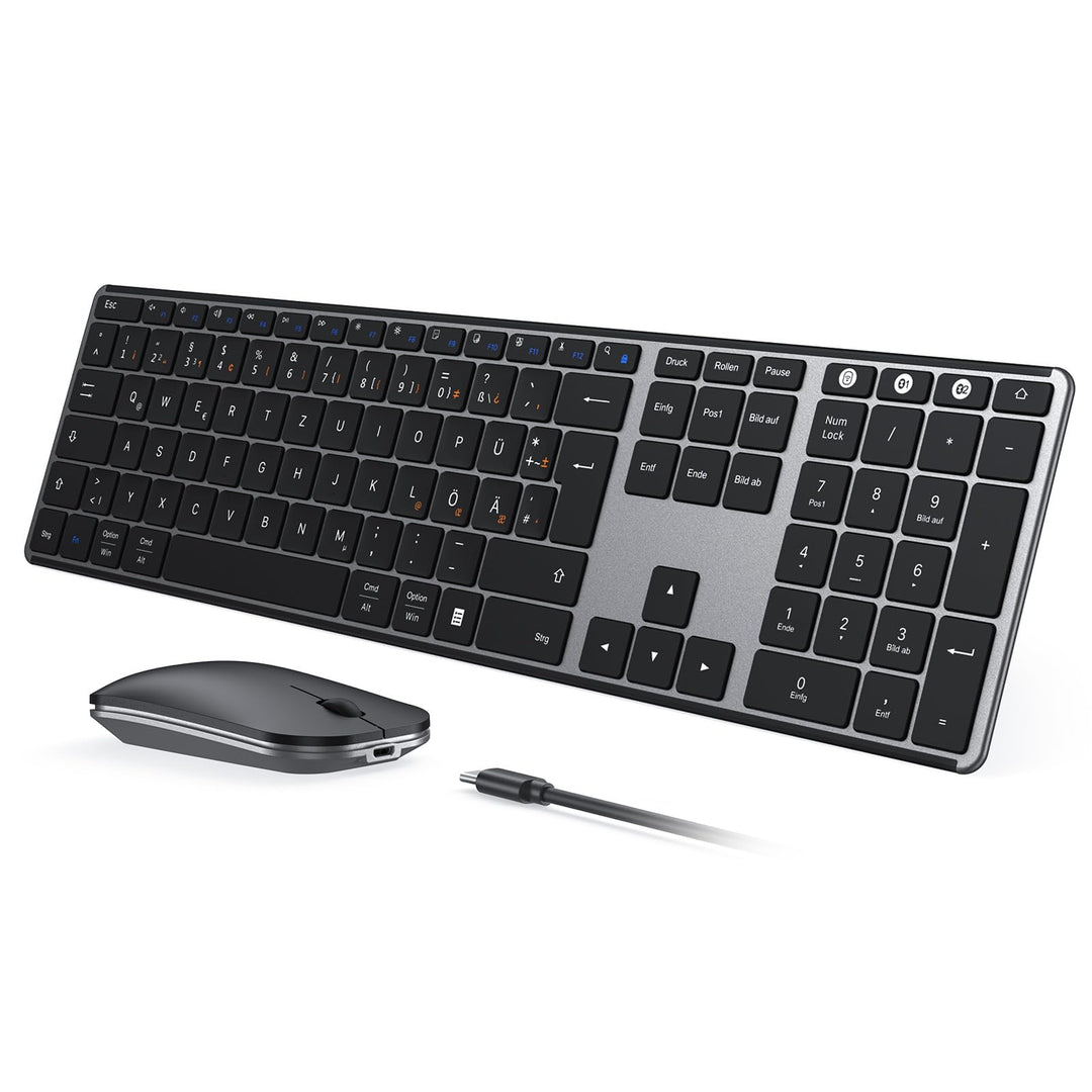 seenda SKM64-3 Bluetooth Tastatur mit Maus, Wiederaufladbare Dualmodus USB & Bluetooth Tastatur aus