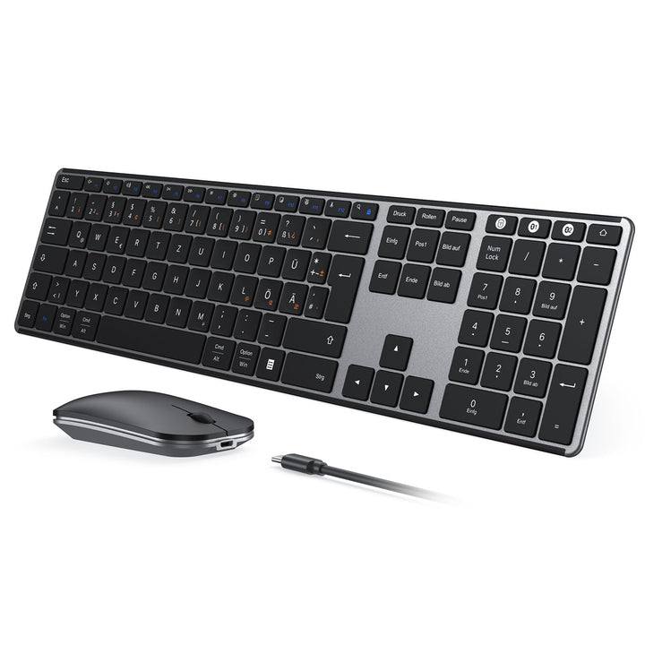 seenda SKM64-3 Bluetooth Tastatur mit Maus, Wiederaufladbare Dualmodus USB & Bluetooth Tastatur aus