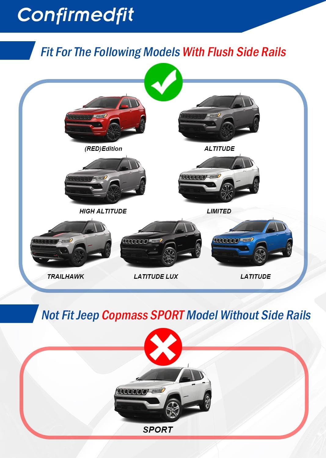Strapazierfähige Querstangen für Jeep Compass 2017–2022 2023 – Dachgepäckträger, Dachreling Träger f