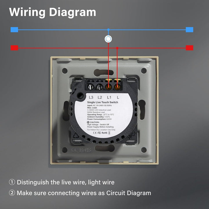BSEED Touch Lichtschalter Glas Berührung Wandlichtschalter Standard 110V - 240V Gehärtete Kristallpl