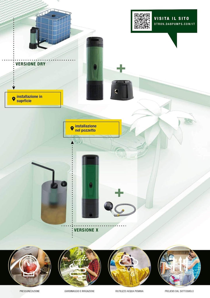 DAB DTRON3 35/120 M-A 0,80 HP Elektronische Tauchpumpe 7" für sauberes Wasser Brunnen Tanks Regenwas