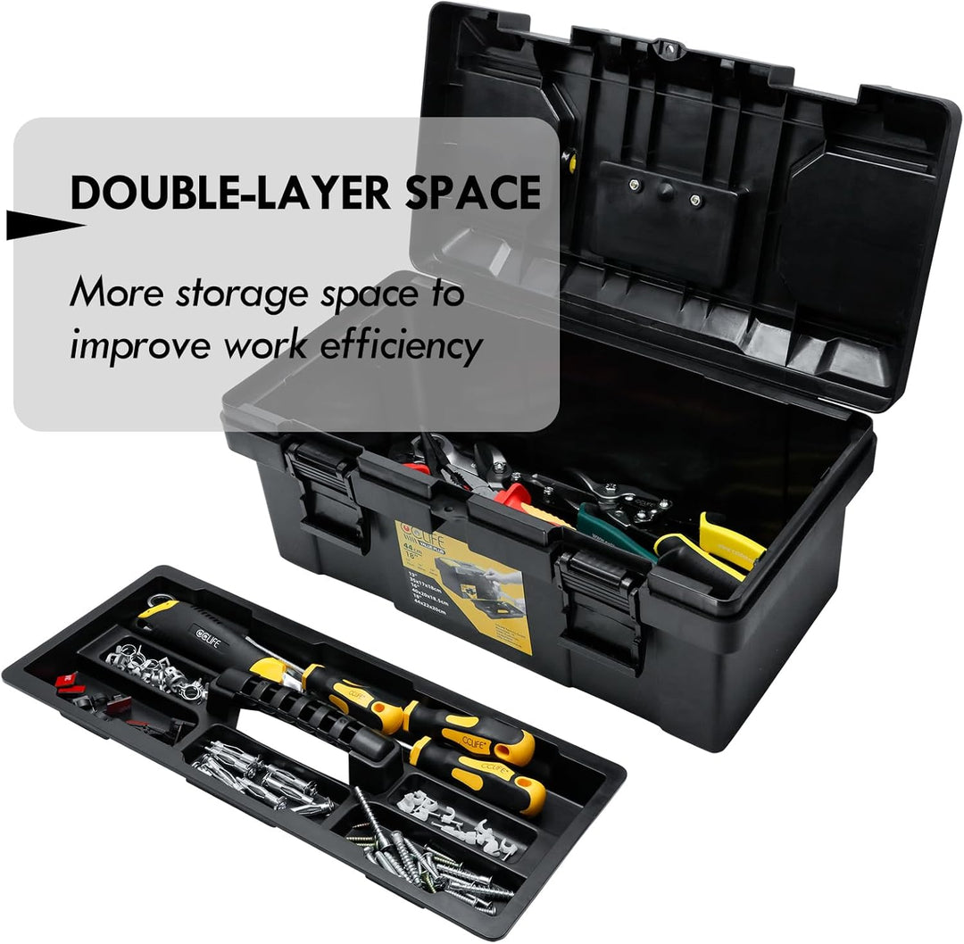 CCLIFE Werkzeugbox 18" Werkzeugkasten 44 x 22 x 20 cm Koffer mit 2 kleinen Aufbewahrungsboxen, Schne