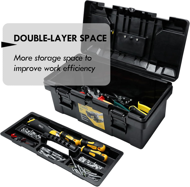 CCLIFE Werkzeugbox 18" Werkzeugkasten 44 x 22 x 20 cm Koffer mit 2 kleinen Aufbewahrungsboxen, Schne