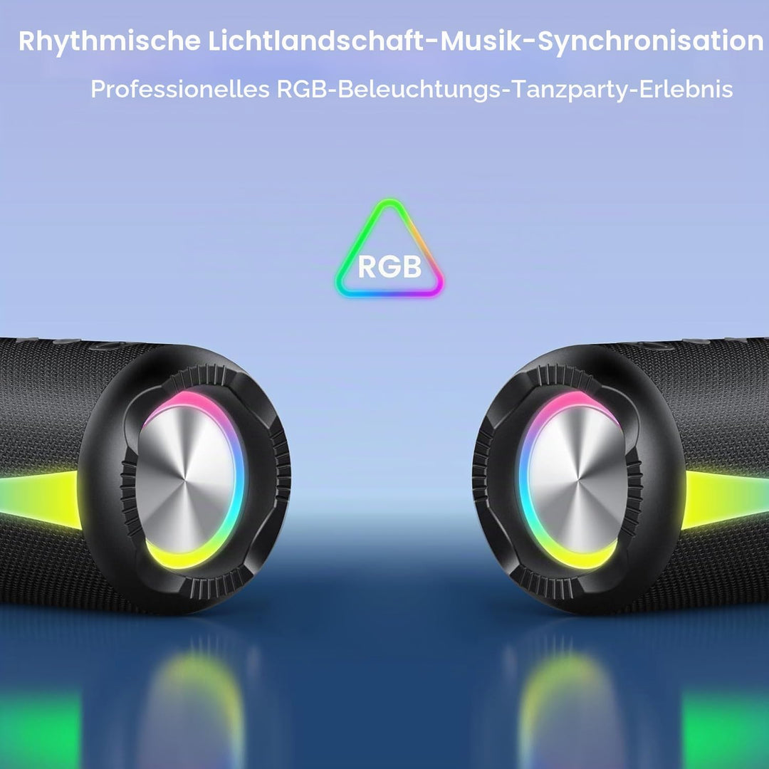 Bluetooth Lautsprecher, Musikbox Bluetooth 5.4 mit RGB Lichter, Bluetooth Box Freisprechfunktion für