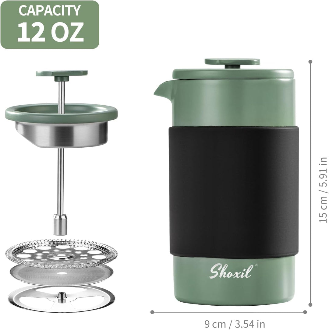 French Press – 350 ml Kaffeepresse aus Edelstahl, 2 Tassen Kaffeebereiter für gemahlenen Kaffee, tra