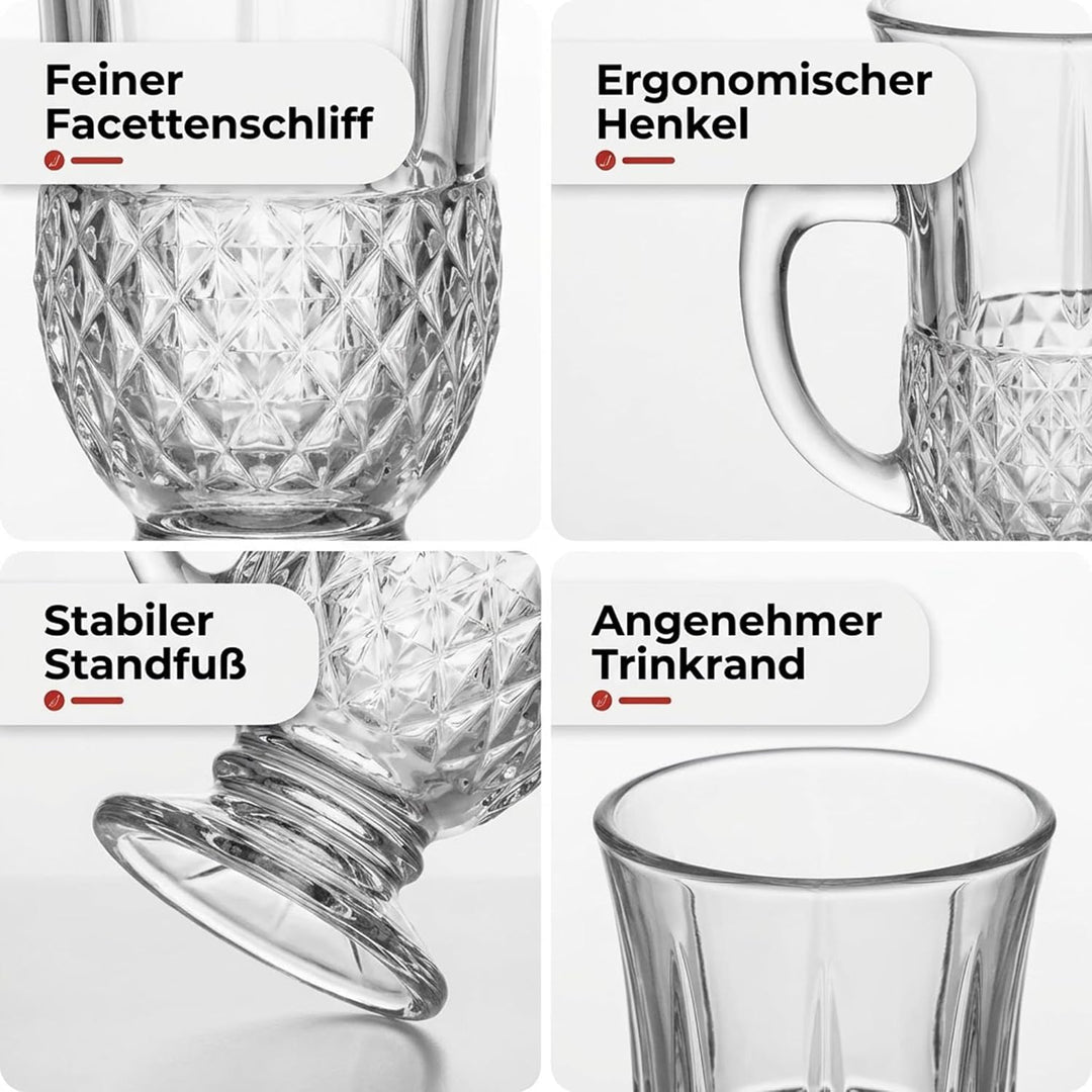 by Pasabahce Istanbul Teegläser 160ml, 6er Set, Gläser aus Kristallglas, Facettenschliff, spülmaschi