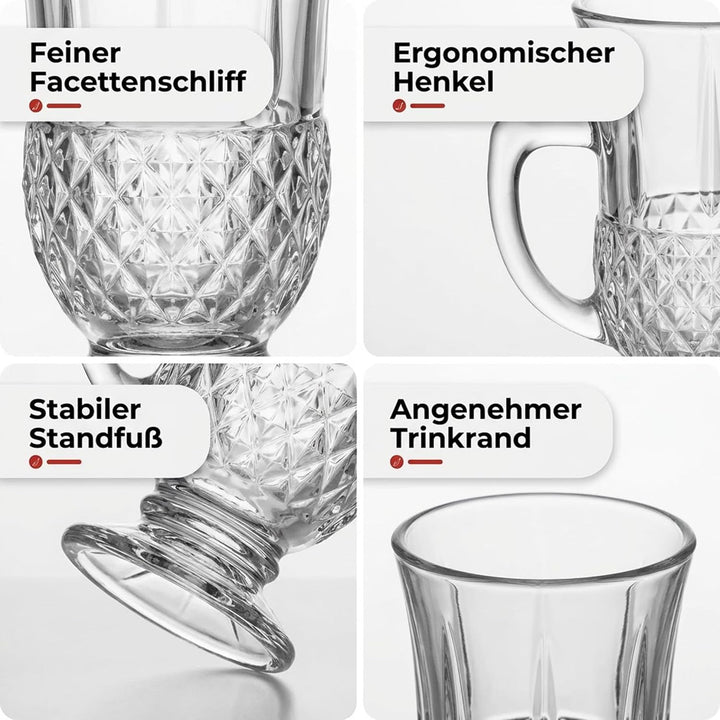 by Pasabahce Istanbul Teegläser 160ml, 6er Set, Gläser aus Kristallglas, Facettenschliff, spülmaschi