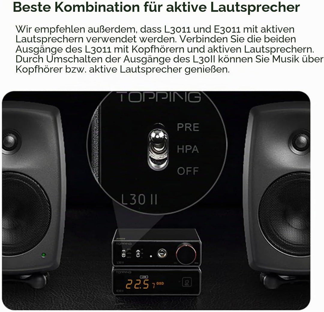 Topping L30 II NFCA Kopfhörerverstärker 3500mW×3500mW 6,35mm RCA Eingang PRE/RCA/HPA Ausgang Home Au