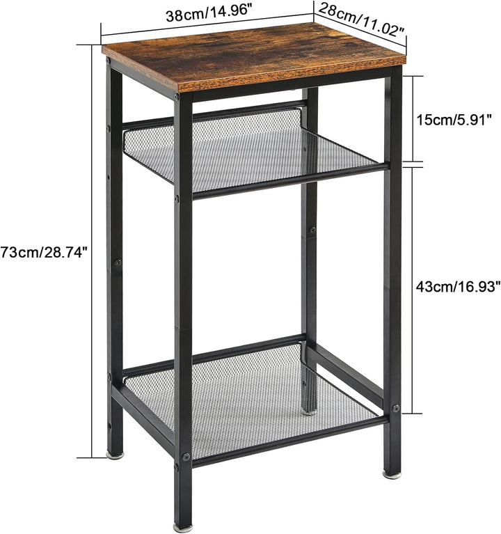 YMYNY 2er Set Beistelltische, Nachttisch mit Regalen, Telefontisch, Industriestil, Mesh verstellbar,