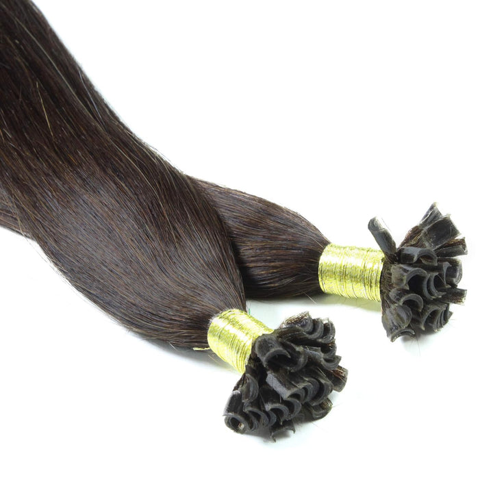hair2heart Extensions Echthaar Bondings Glatt - 150 Strähnen 0.5g 60cm Dunkelbraun #2 Dunkelbraun 60