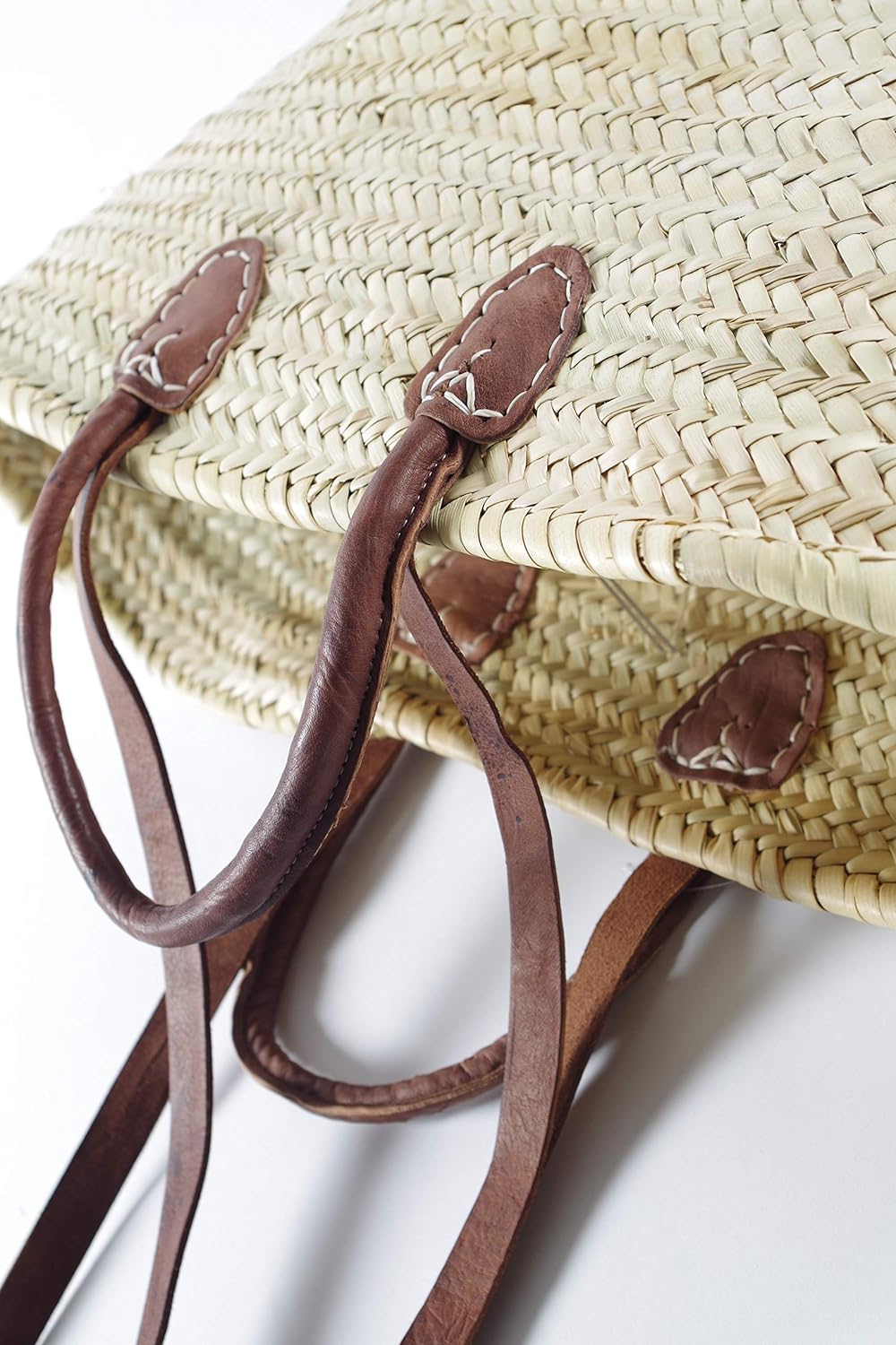 Kobolo Ibizatasche Strandtasche Korbtasche Palmblatttasche - Lederhenkel - ca 50x15x30 cm