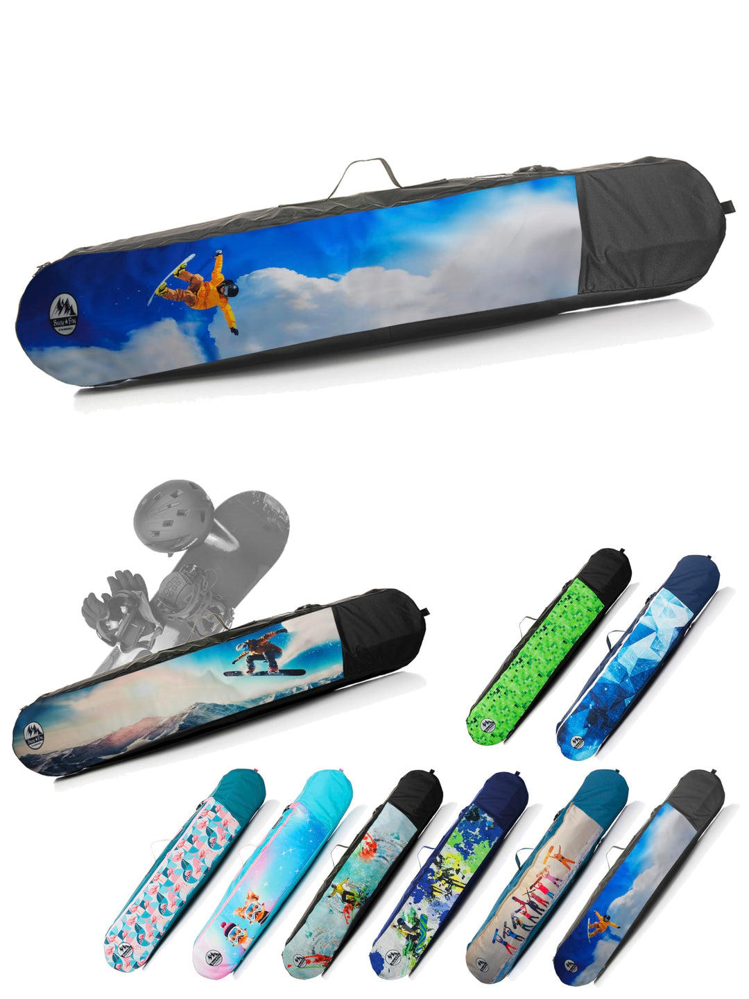 BAMBINIWELT Kinder Snowboardrucksack, Snowboardtasche, Stauraum für Helm, Schuhe & Handschuhe, Board