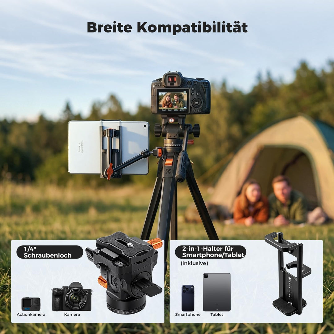 K&amp;F CONCEPT Kamera Stativ Handy Stativ | Tripod für Smartphone mit Handy Tablet Halterung, Aluminium
