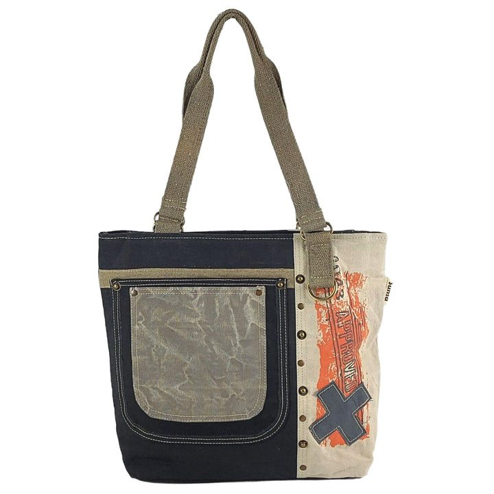 Sunsa Damen Handtasche. Shopper in Vintage Retro Stil. Schultertasche aus Baumwolle/Canvas. Grosse v
