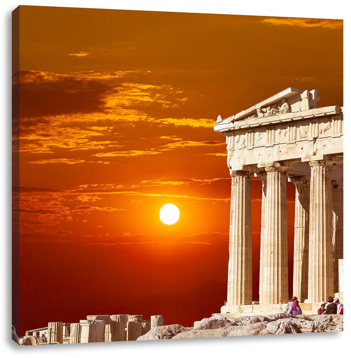 Pixxprint Tempel der Athene bei Sonnenuntergang, Format: 70x70 auf Leinwand, 70x70