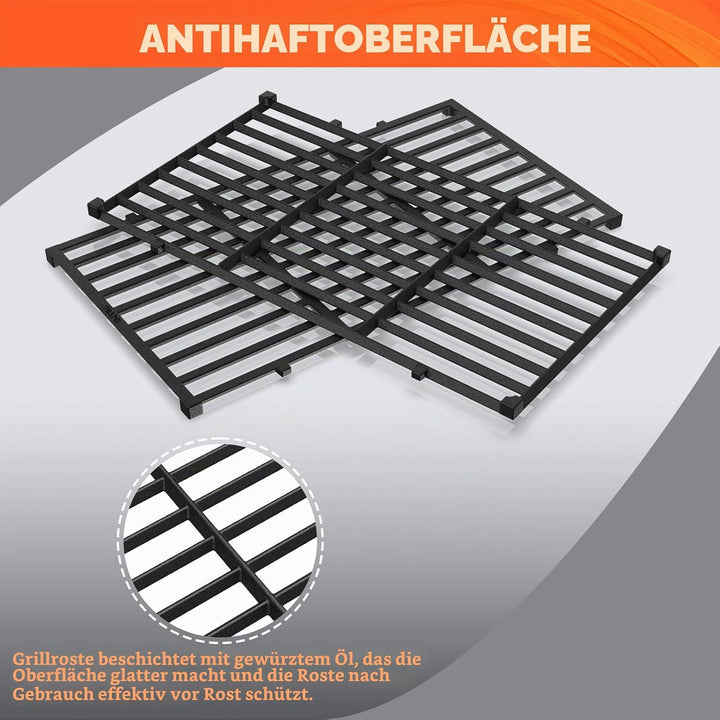 QuliMetal 7637 Grillroste für Weber Spirit E210, E220, S210, S215 mit Frontbedienung, Ersatzteile fü