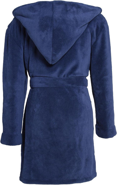 CelinaTex XS-XXXL Bademantel Kapuze zweifarbig kurz aufgesetzte Taschen Damen Mikrofaser Kuschelflee