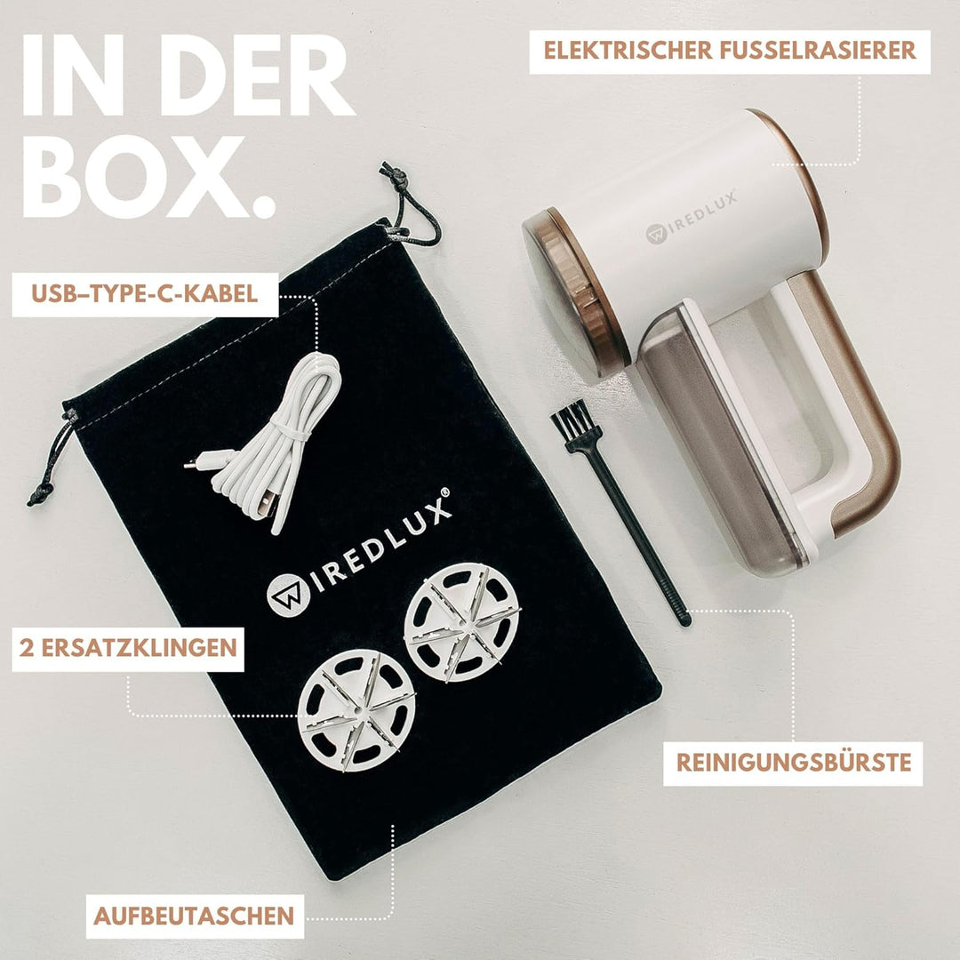 Fusselrasierer Elektrisch WiredLux - Wiederaufladbarer Fusselentferner für Kleidung &amp; Möbel - Einste