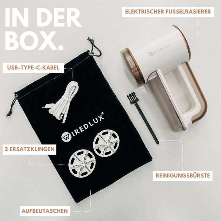 Fusselrasierer Elektrisch WiredLux - Wiederaufladbarer Fusselentferner für Kleidung &amp; Möbel - Einste