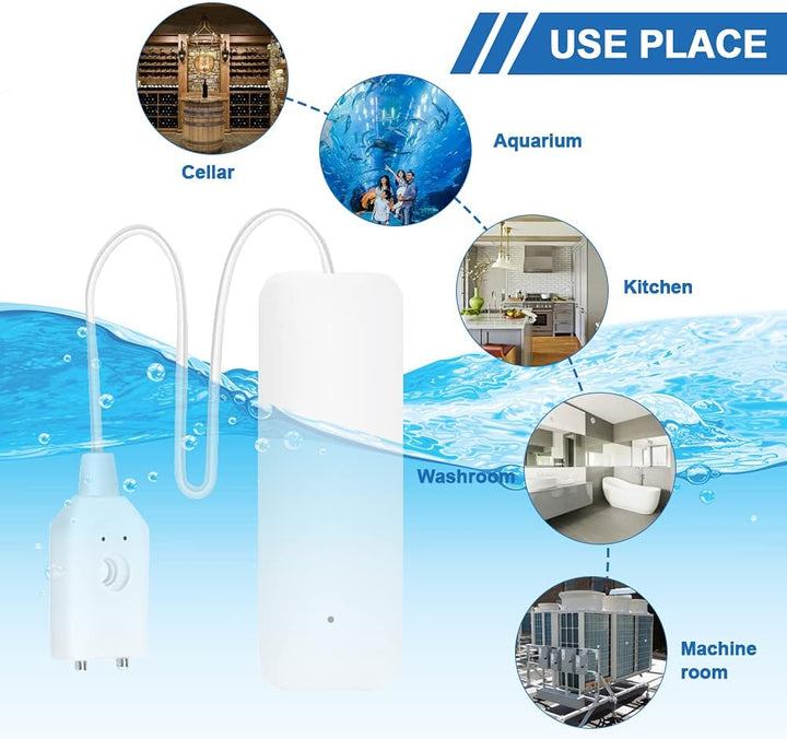 Wasseralarmsensor, WiFi-Wasser-Leckdetektor, Überlauf-Hochwasser-Leck-Alarme, Remote-Monitor-Leck-Le
