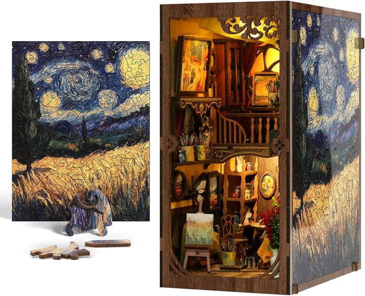 Book Nook Kit, DIY Miniatur Haus Puppenhaus Bausatz Bücherregal Deko für Jugendliche und Erwachsene（